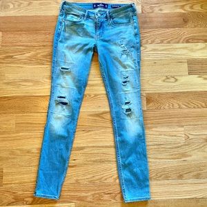 Low Rise skinny light blue ripped hollister jeans
